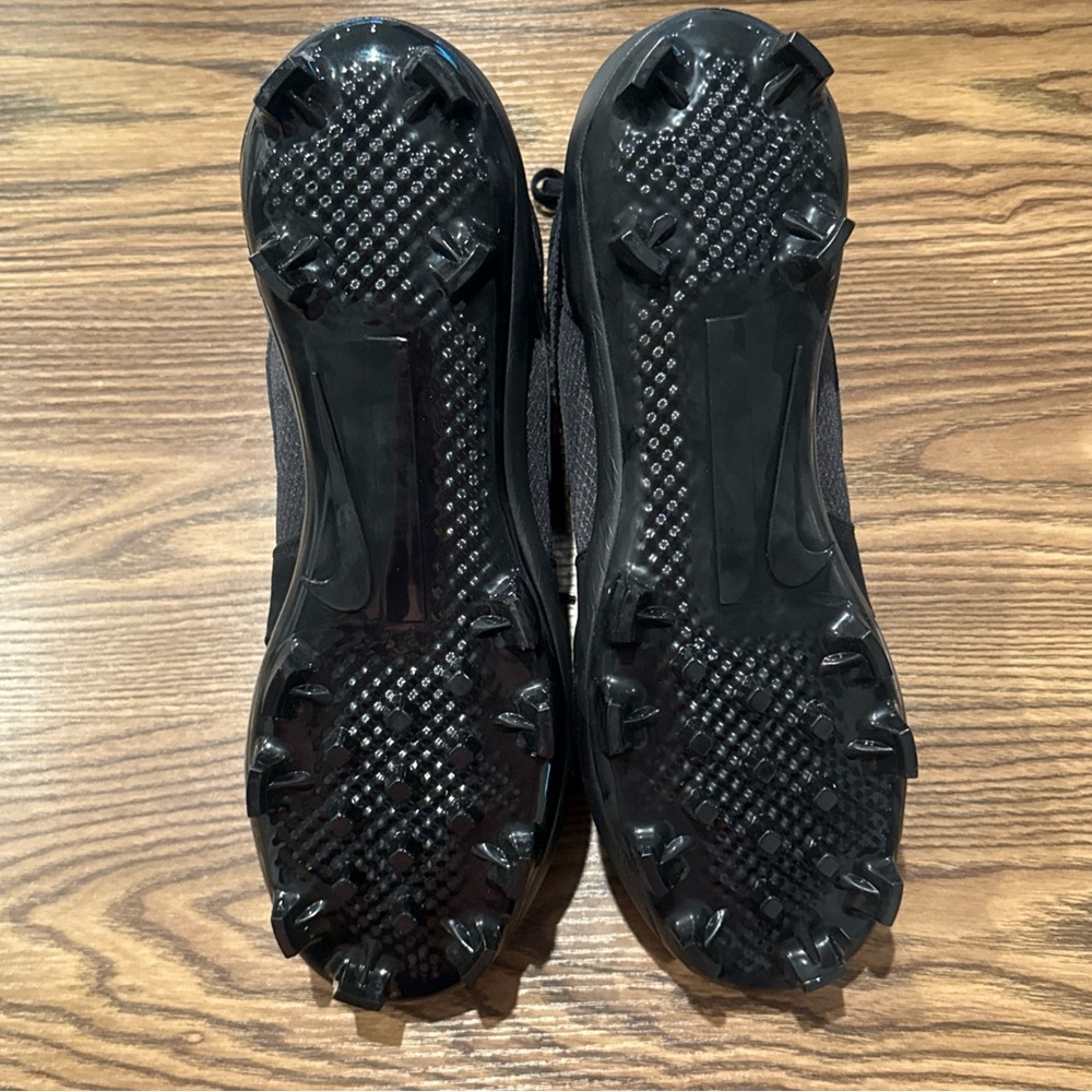 Size 14 Air Jordan 1 Retro MCS Suede Baseball Cleats Triple Black AV5354-002 - Picture 11 of 13
